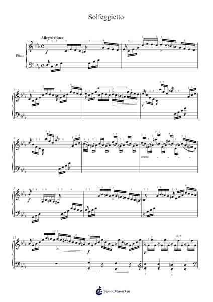 Solfeggietto in C Minor, H 220, Wq. 117: 2 Sheet Music by Carl Philipp Emanuel Bach-Arr.Olch