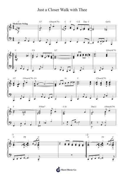 Just a Closer Walk with Thee Sheet Music by Misc Praise Songs-Arr.Popbraith Cookryl