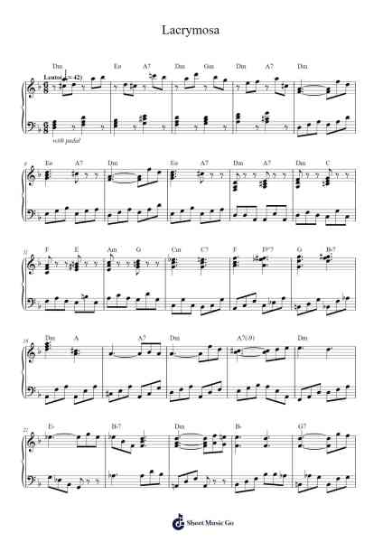Requiem Mass in D Minor, K. 626: III. Sequentia: Lacrimosa 樂譜由 Wolfgang Amadeus Mozart - 編曲 Copxia