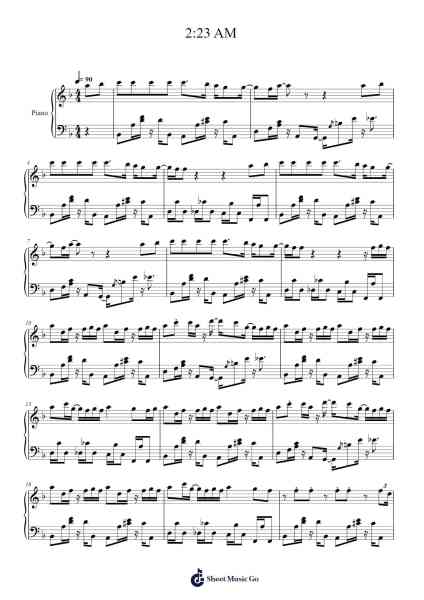 2:23 AM Sheet Music by しゃろう-Arr.Xefunk Huttrick