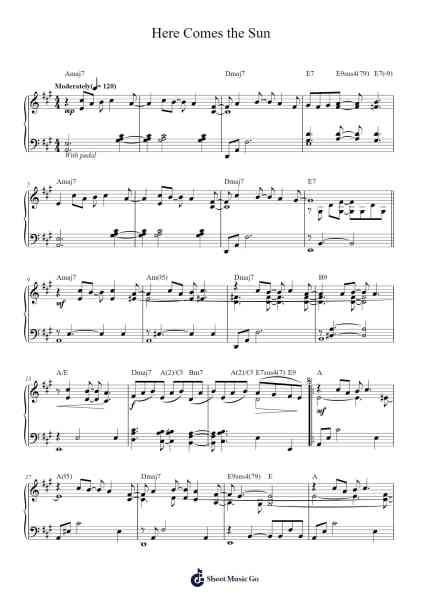 Here Comes the Sun Sheet Music by The Beatles-Arr.Rhysboyce