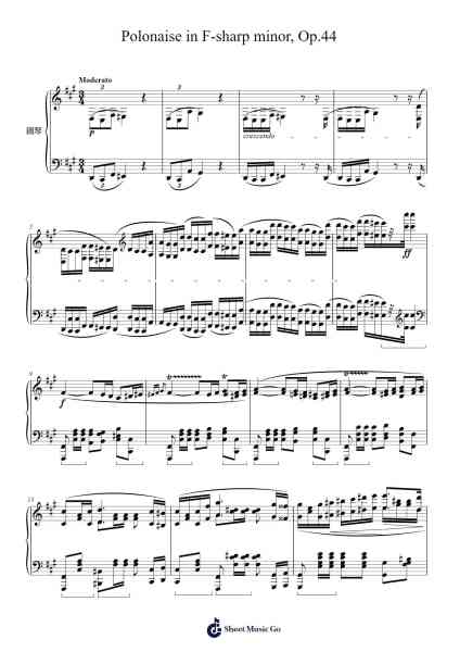 Polonaise in F-sharp Minor, Op. 44 Sheet Music by Frédéric Chopin-Arr.Songes