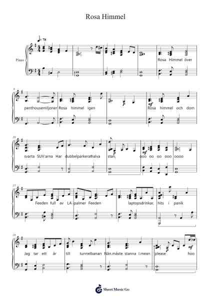 Rosa Himmel Sheet Music by Jonathan Johansson-Arr.Walmeo