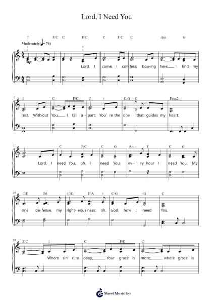Lord, I Need You Sheet Music by Passion Fruit-Arr.Reywood