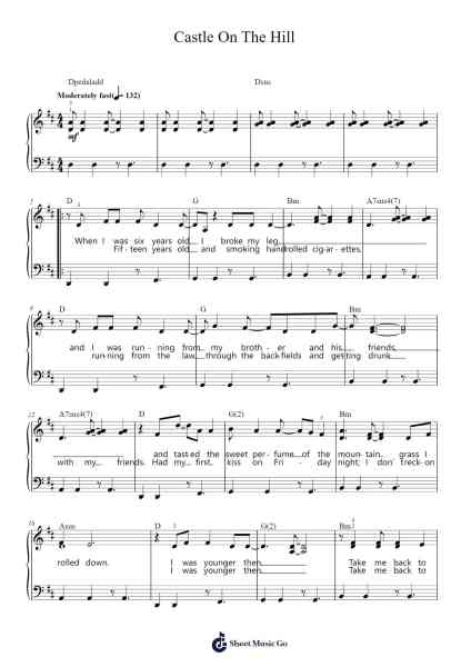 Castle On The Hill Sheet Music by Ed Sheeran-Arr.Jendine