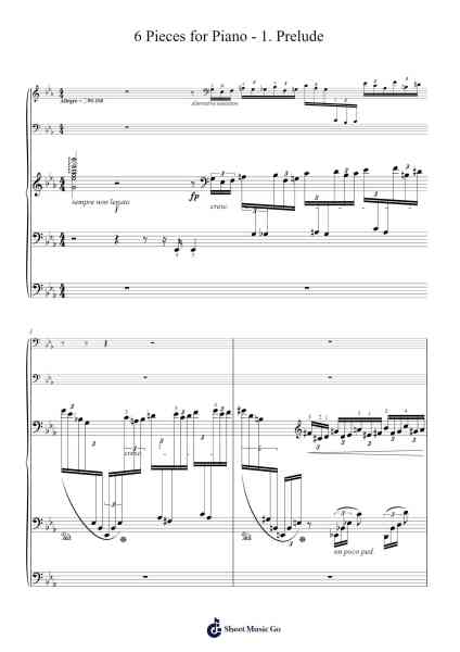 6 Pieces for Piano, Op. 118: No. 1, Intermezzo in A Minor Sheet Music by Philip Stigaard Sørensen-Arr.Watblack Jackcoln