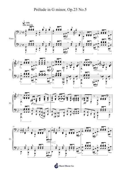 Prélude in G Minor, Op. 23, No. 5 Sheet Music by Sergei Rachmaninoff-Arr.Chesfitch Thompdie