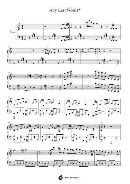 Any Last Words? Sheet Music by Yu-Peng Chen-Arr.Hugsay