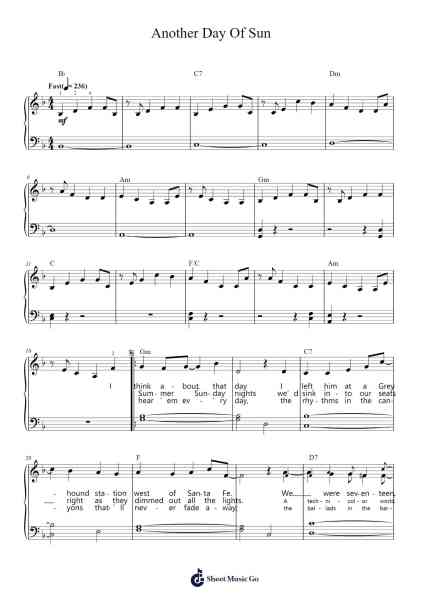 Another Day Of Sun Sheet Music by Justin Hurwitz-Arr.Cromflower Raeck