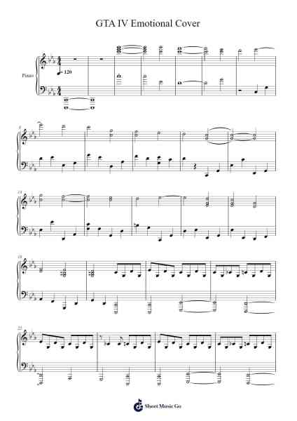 GTA IV Emotional Cover Sheet Music by Buckmand Wellsvogt-Arr.Felnah Puvien