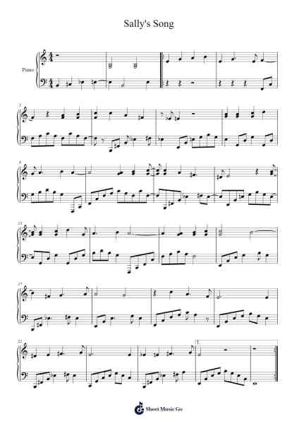 The Nightmare Before Christmas "Sally's Song" Sheet Music by Danny Elfman-Arr.Joeswift Mcyves