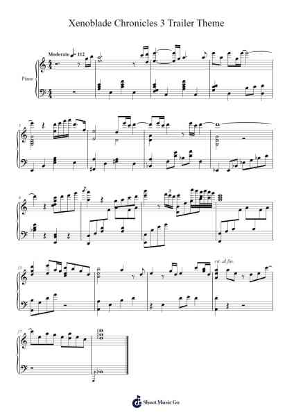 Xenoblade Chronicles 3 Trailer Theme Sheet Music by Yasunori Mitsuda-Arr.Gwensey Brookving