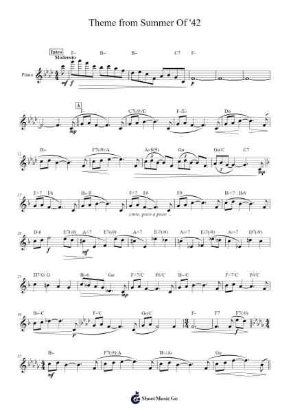 Theme from Summer Of '42 Sheet Music by Michel Legrand-Arr.Maglius