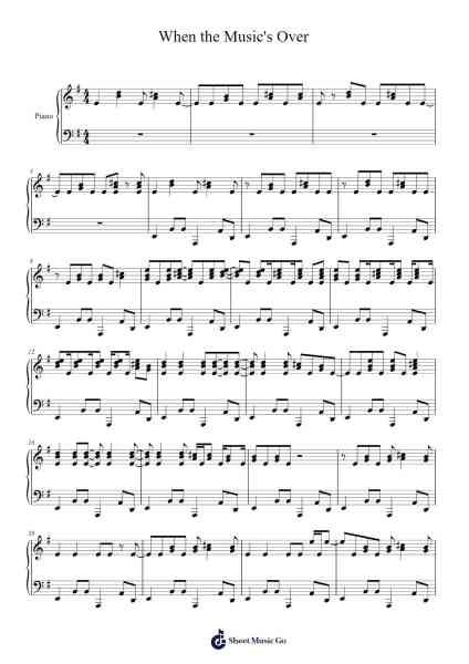 When the Music's Over Sheet Music by The Doors-Arr.Gregdi