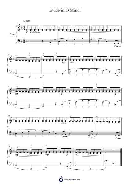 Etude in D Minor, Op. 82 No. 65 Sheet Music by Cornelius Gurlitt-Arr.Cropenn Brighted