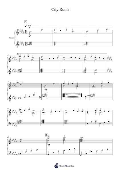 City Ruins Sheet Music by Keiichi Okabe-Arr.Hobryce Cookeniei