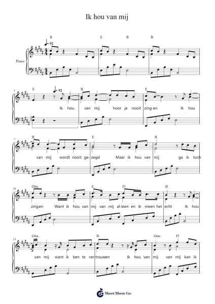 Ik hou van mij Sheet Music by Tabitha-Arr.Jesine