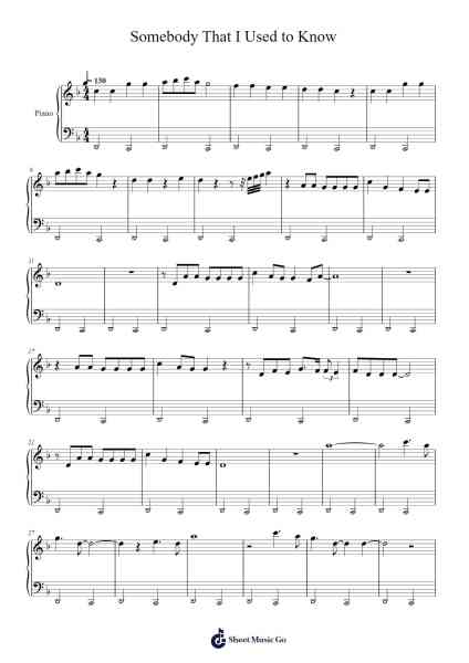 Somebody That I Used to Know Sheet Music by Gotye-Arr.Wattle
