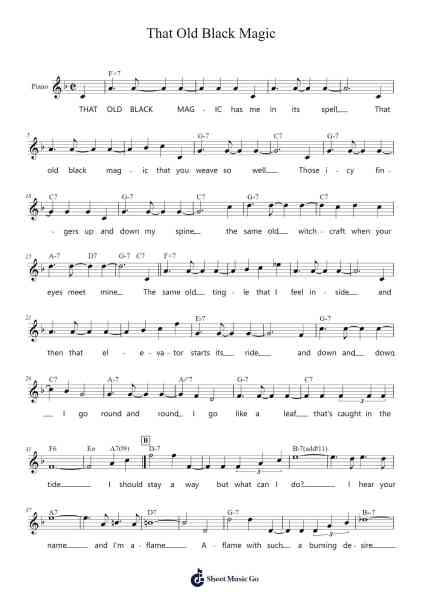 That Old Black Magic Sheet Music by Ella Fitzgerald-Arr.Kitfy