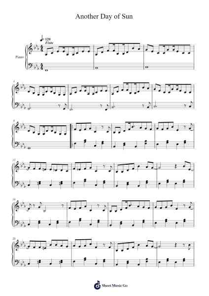 Another Day of Sun Sheet Music by Justin Hurwitz-Arr.Seac