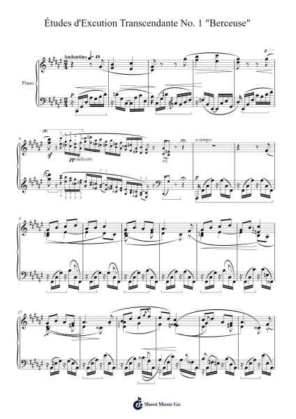 Études d'Exécution Transcendante No. 1 "Berceuse" Sheet Music by Sergei M. Lyapunov-Arr.Regbob Diachols