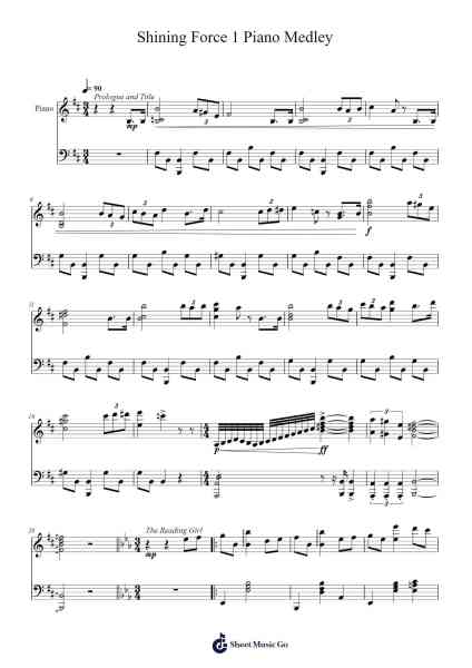 Shining Force 1 Piano Medley Sheet Music by Masahiko Yoshimura-Arr.Dunbeck