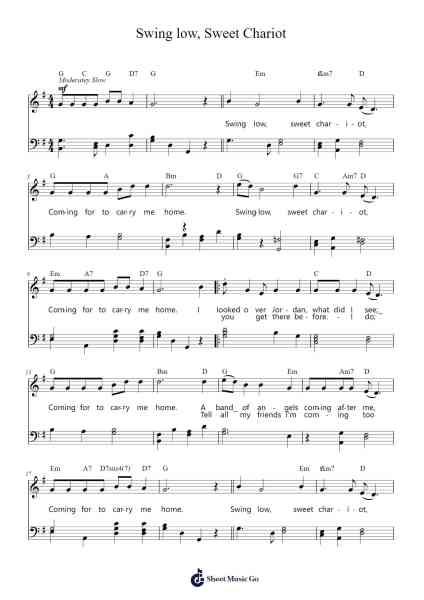 Swing Low, Sweet Chariot Sheet Music by African-American Spiritual-Arr.Crichriet Hawreen