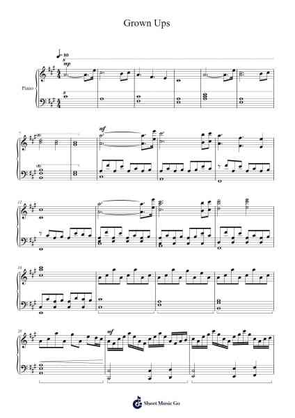 Grown Ups Sheet Music by Yuuki Hayashi-Arr.Shawstuart Bergwar