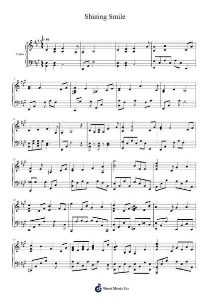 Shining Smile Sheet Music by Yiruma-Arr.Milnett