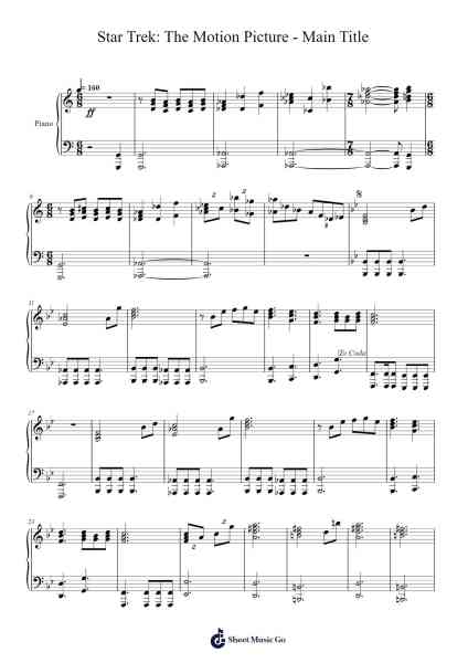 Star Trek: The Motion Picture - Main Title Sheet Music by Jerry Goldsmith-Arr.Thompze