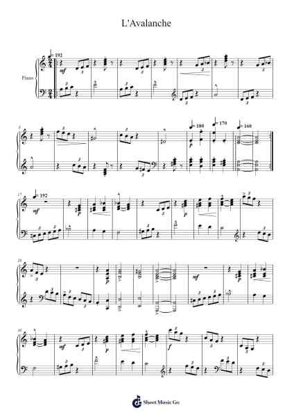 L'Avalanche (The Water Sprites) Sheet Music by Stephen Heller-Arr.Gasgreve Ausnal