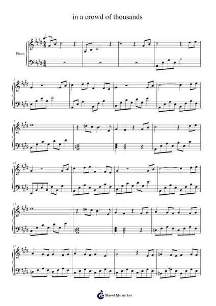 in a crowd of thousands Sheet Music by Misc Soundtrack-Arr.Cookerad Bartreen