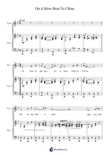 On A Slow Boat To China Sheet Music by Frank Loesser-Arr.Okins Fellins