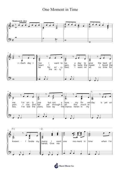 One Moment in Time Sheet Music by Whitney Houston-Arr.Eipscam Lynpham