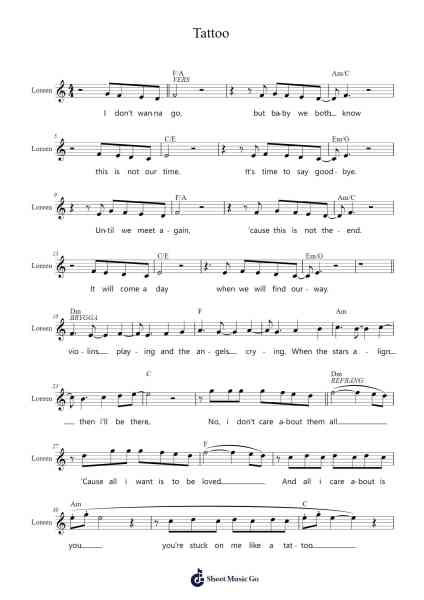 Tattoo Sheet Music by Loreen-Arr.Lanhy