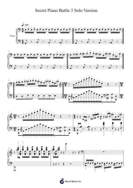 Secret Piano Battle 3 Solo Version Sheet Music by Jay Chou-Arr.Buckclough Woogold