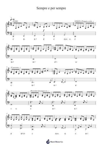 Sempre e per sempre Sheet Music by Francesco De Gregori-Arr.Milesbloor