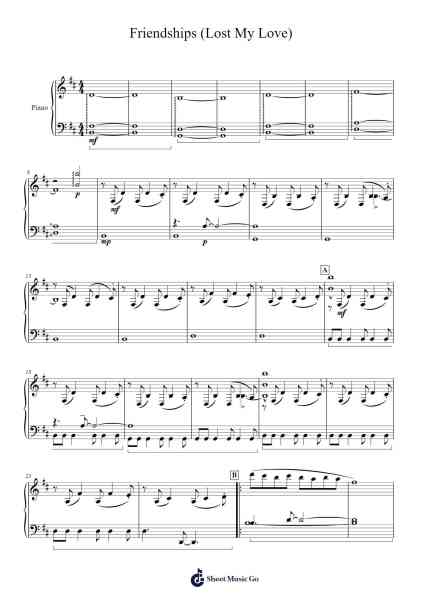 Friendships (Lost My Love) Musica per pianoforte di Pascal Letoublon - Arr.Hoodlyle Joyyoung