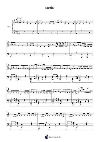 Surfin' Sheet Music by Lee Know/Changbin/Felix-Arr.Temvogt Roblome