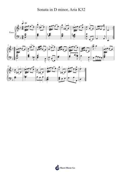 Sonata in D minor, Aria K32 Sheet Music by Domenico Scarlatti-Arr.Shawstuart Bergwar