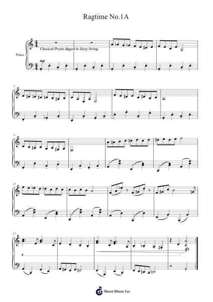 Ragtime No.1A Sheet Music by Richard Cai-Arr.Phiphrey Bowthey