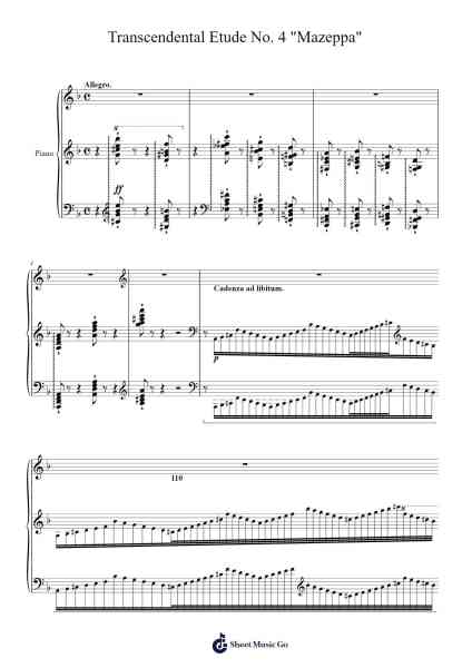 Transcendental Etude No. 4 "Mazeppa" Sheet Music by Franz Liszt-Arr.Hosy