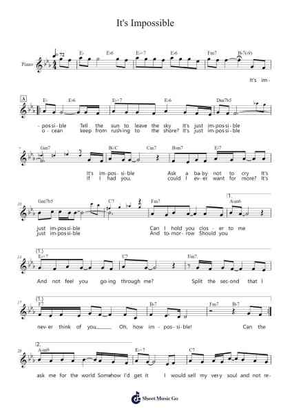 It's Impossible Sheet Music by Armando Manzanero-Arr.Kerrdutt Anda