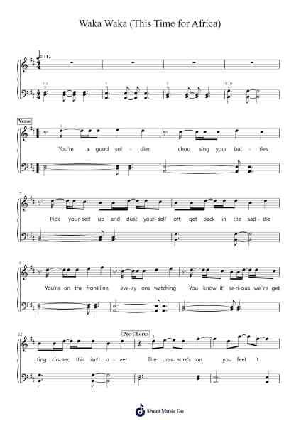 Waka Waka (This Time for Africa) Sheet Music by Shakira-Arr.Fasil Murseph