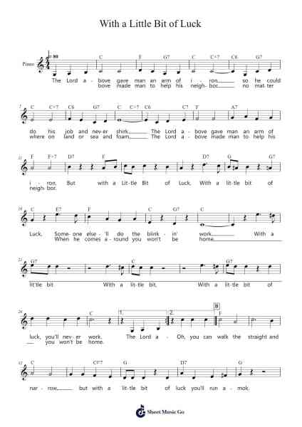 With a Little Bit of Luck Sheet Music by Frederick Loewe-Arr.Blyxine Cojane