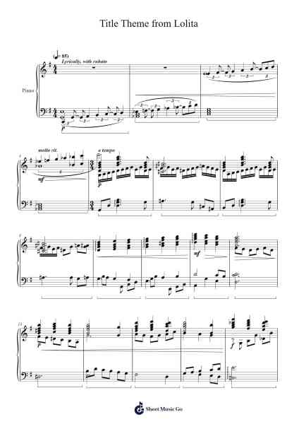 Title Theme from Lolita Sheet Music by Nelson Riddle-Arr.Branbart