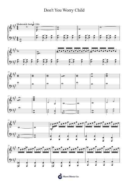 Don't You Worry Child (Piano Solo) Sheet Music by The Piano Guys-Arr.Quincis Egfox