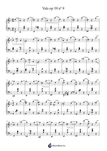 Waltz in D Minor, Op. 39, No. 9 Sheet Music by Johannes Brahms-Arr.Babberg Neriam