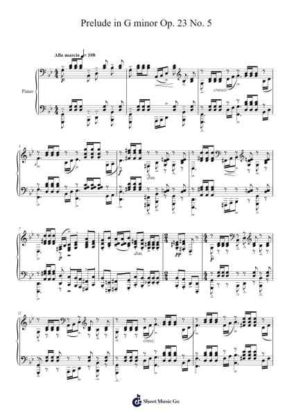 Prelude in G Minor, Op. 23, No. 5 Sheet Music by Sergei Rachmaninoff-Arr.Aslan Wordford