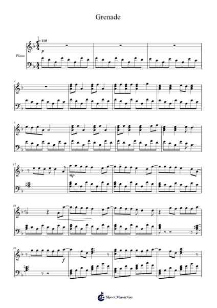 Grenade Sheet Music by Bruno Mars-Arr.Macre Accer